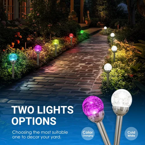 Miniatura 4 de Solpex - Luces solares de jardín para exteriores, paquete de 3 unidades, multicolor, cambio de color y blanco, 2 modos, bola de vidrio alimentada
