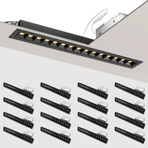 Miniatura 12 de SCON Focos empotrados de matriz ajustable de 10 W, paquete de 4 unidades, 5 CCT 3000-6500K de aluminio LED lineal, luz descendente con molde