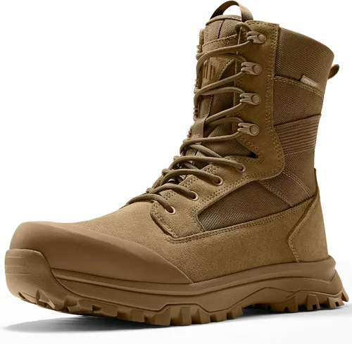 Miniatura 8 de Coostar Botas tácticas para hombre, ligeras, botas de combate militar, botas de trabajo con cremallera lateral, botas de motocicleta