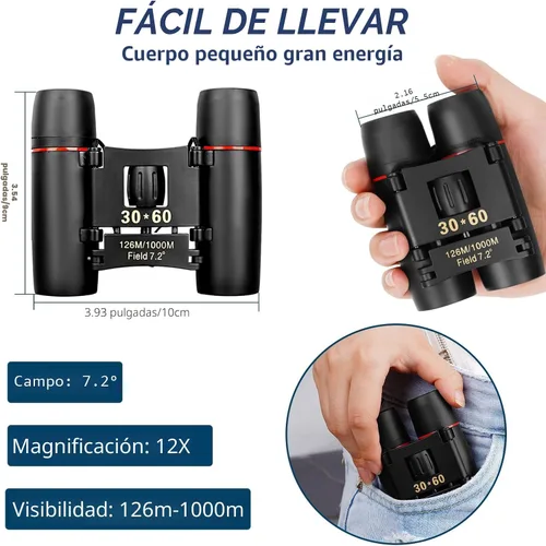 Miniatura 3 de Binoculares compactos para adultos y niños, binoculares HD mini portátiles para exteriores, niños, ligeros y plegables de bolsillo para observación