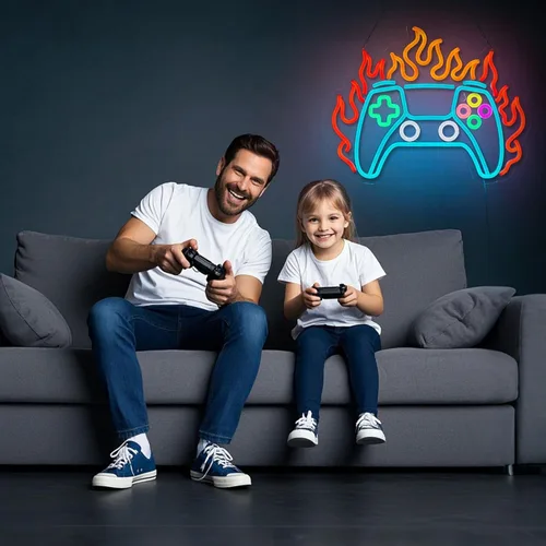 Miniatura 6 de Letrero de neón para jugador, letrero LED con mando de videojuegos, luz LED para decoración de habitación de jugadores, letreros de neón para rojo
