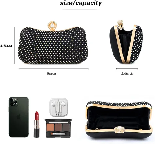 Miniatura 3 de Bellawish Bolsos de noche de cristal para mujer bolso de mano de perlas de diamantes de imitación para boda fiesta de graduación bolsa de novia
