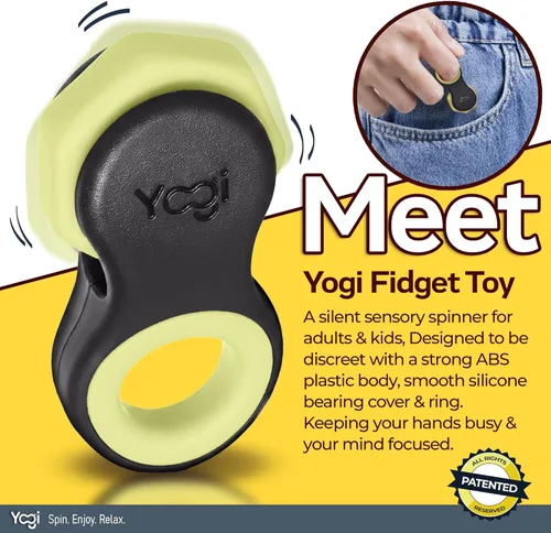 Miniatura 2 de Yogi Fidget Toy para adultos y niños – Juguete sensorial para aliviar el estrés con 5 anillos de silicona para los dedos – Fidget silencioso
