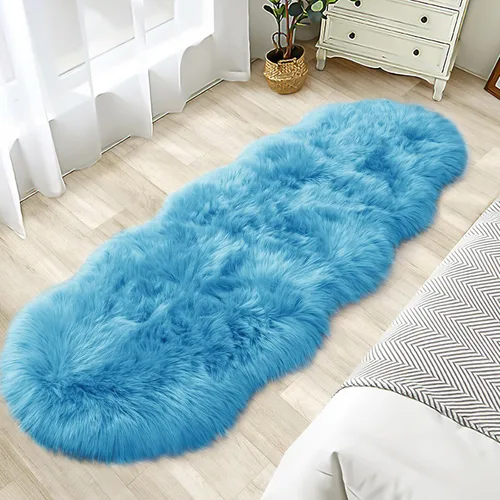 Miniatura 21 de Alfombra de piel sintética para sofá, silla, alfombra pequeña beige para dormitorio, 2 x 3 pies, alfombras peludas para habitación de los niños