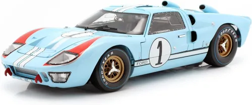 1966 Ford GT 40 MK II RHD (volante a la derecha) #1 Millas azul claro - Hulme Le Mans 1/18 modelo de auto fundido a troquel por Shelby Collectibles
