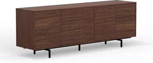 Miniatura 5 de Glenwillow Home Atlas Highboy - Mueble y aparador de TV moderno de 78 x 28 pulgadas, marco de nogal, puerta y cajones de nogal, base negra
