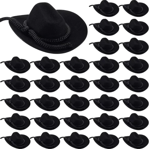 Hercicy 24 sombreros de vaquero para manualidades, decoración de muñecas, sombreros de vaquera de 2 pulgadas, gorras occidentales en miniatura para