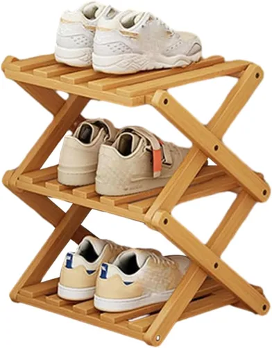 Miniatura 12 de YYW Zapatero de bambú para entrada, organizador vertical de almacenamiento de zapatos plegable y sin instalación, estantes para zapatos, estante