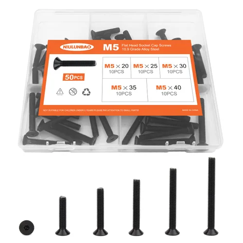 Miniatura 22 de Tornillos avellanados de cabeza plana M6 x 0.787 in, 0.984 in, 1.181 in, 1.378 in, 1.575 in, tornillos avellanados, acero de aleación de grado 10.9