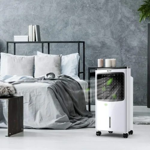 Enfriador de aire evaporativo de 29 pulgadas, enfriador de aire oscilante ancho 3 en 1 con humidificador, control remoto, 2 paquetes de hielo y