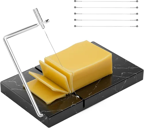 TOPULORS Cortador de Queso - Cortador de Queso con 5 Alambres de Corte Gruesos de Repuesto Mejorados - Tabla de Mármol Resistente de 5" x 8"