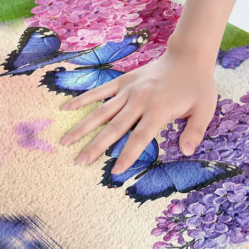 Miniatura 5 de Erosebridal Alfombras de baño de flores de 16 x 24 pulgadas, tapetes de baño de mariposa para baño, tapete de jardín natural con hojas florales