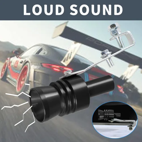 Miniatura 6 de Silbato de tubo de escape universal, negro, simulador de sonido turbo, silenciador de ruido, compatible con motocicleta, camión, autos, moto