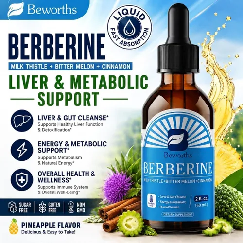 Miniatura 9 de Suplemento de berberina con canela de Ceilán - Gotas líquidas de berberina con cardo mariano, canela de Ceilán, cúrcuma, melón amargo, fitosoma