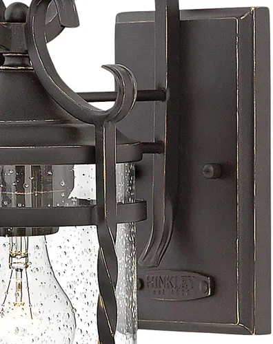 Miniatura 8 de Hinkley Casa Collection - Soporte de pared pequeño para exteriores con una sola luz, lámpara exterior negra Olde - Cristal semillero transparente