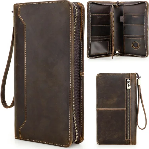 Miniatura 16 de Funda de cuero de grano superior para pasaporte de viaje para hombre y mujer, hecha a mano para 4 pasaportes y múltiples tarjetas, bloqueo RFID