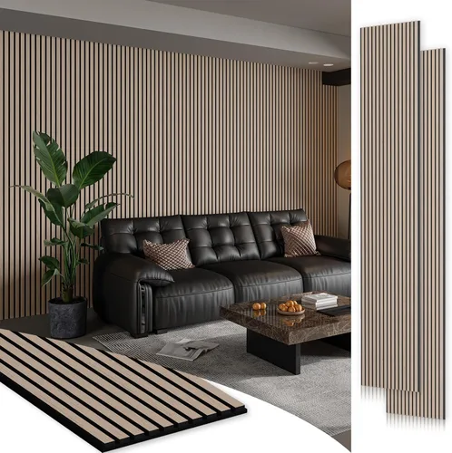 Miniatura 15 de SMARTSTANDARD 1 pieza panel de pared de madera de muestra, paneles de madera acanalada 3D para decoración de pared interior, paneles de madera Roble