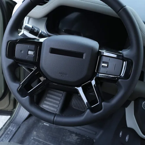 Miniatura 5 de Cubierta de decoración del volante del coche negro brillante ABS para Land Rover Defender 110 130 2020 accesorios de automóvil