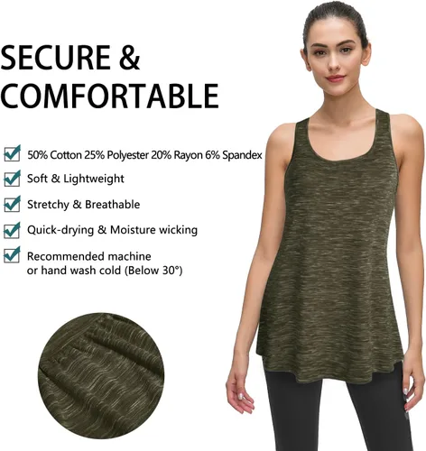 Miniatura 4 de Cestyle - Camiseta sin mangas para mujer, cuello redondo, corte holgado, para entrenamiento