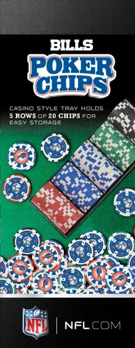 Miniatura 4 de Masterpieces Casino - NFL Buffalo Bills - Juego de fichas de póquer de alta calidad de 100 piezas con bandeja