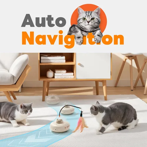 Miniatura 2 de Li&Zhao - Juguete de interactividad para gatos, juguete automático de plumas láser, juguete eléctrico recargable 2 en 1 para gatos adultos y gatitos