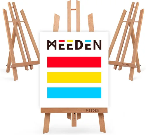 Miniatura 13 de MEEDEN Caballete de mesa de 16 pulgadas: paquete de 12 caballetes de madera de haya para pintar, soporte de lona para pintar carteles Natural