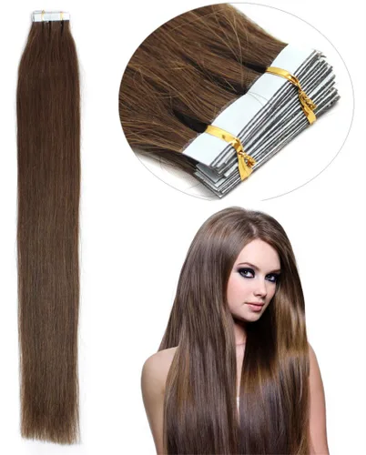Miniatura 70 de Extensiones de cabello humano Remy con cinta adhesiva sin costuras (16 pulgadas, 10 unidades, rubio ceniza)