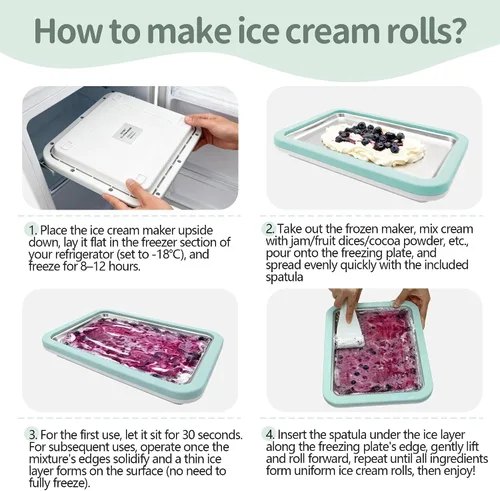 Miniatura 6 de Máquina de helados instantáneos, máquina de helados enrollados con 2 espátulas, yogur helado casero para actividades divertidas de padres e hijos