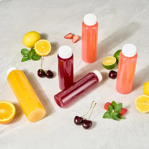 Miniatura 9 de Botella de plástico transparente redonda de 8 onzas para jugo prensado en frío - con tapa de seguridad, libre de BPA - 5,7 x 5,7 x 24,8 cm - caja