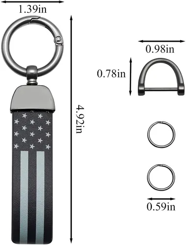 Miniatura 2 de Llavero de metal con bandera americana de EE. UU. en negro con anillo de aleación de zinc - Compatible con camiones, Chevrolet, Ford, Jeep, Dodge