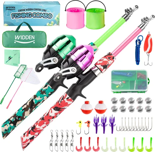 Miniatura 11 de WIDDEN Kids Fishing Pole, Portable Telescopic Kids Fishing Poles for Boys and Girls, Fishing Rod and Reel Combo Kit with Tackle Box, and Fishing