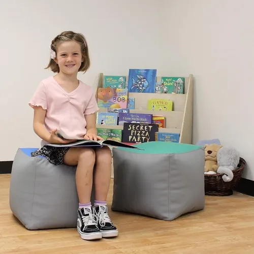 Miniatura 2 de FDP SoftScape Pufs cuadrados de 14 pulgadas para niños, otomano decorativo multiusos, asiento o reposapiés, ideal para espacios pequeños, sala