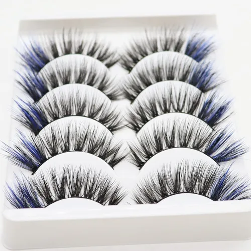 Miniatura 7 de DAODER Pestañas postizas de colores, pestañas postizas esponjosas con color azul, de 0.55 a 0.63 pulgadas, rizo C medio, volumen completo, pestañas