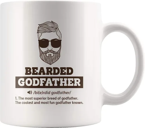 Panvola Taza con definición de padrino barbudo, regalo de ahijado, ahijado, ahijada, bautizo, bautismo, día del padre, apreciación de la barba,