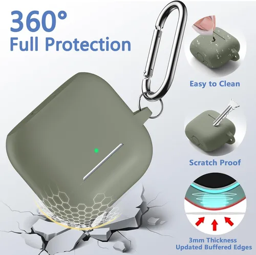 Miniatura 4 de Funda protectora completa de silicona suave para AirPods 4 con llavero y kit de limpieza, compatible con Apple Airpods 4 para mujeres y hombres