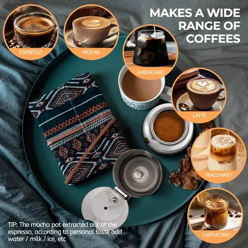 Miniatura 6 de Cafetera Moka de acero inoxidable, 9 tazas de 450ml (15.2 fl oz), cafetera de café expreso para estufa, cafetera estilo clásico italiano, Greca