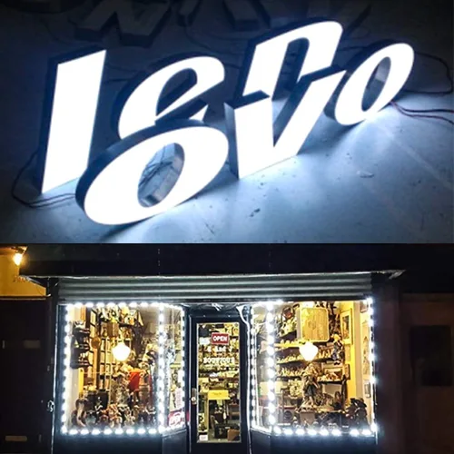 Miniatura 5 de Lulin 100 tiras de luces LED impermeables superbrillantes, color blanco, 53 pies CC 12 V 3 módulos LED blanco para letreros publicitarios con cinta