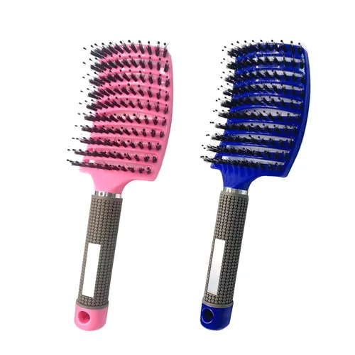 Miniatura 7 de Cepillo para el cabello, paquete de 2 cerdas de jabalí, ventilado, curvado, secado rápido, desenredante, brillo y suave, todo tipo de cabello