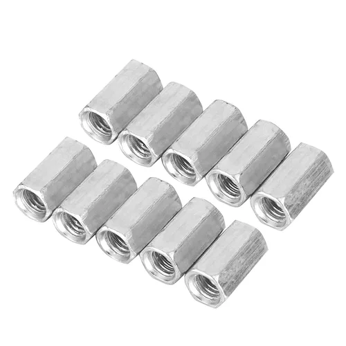 Miniatura 7 de Tuercas largas para montaje mecánico – 10 tuercas de acoplamiento hexagonales M8x20, tuercas de manga roscada, tuercas de varilla hexagonales
