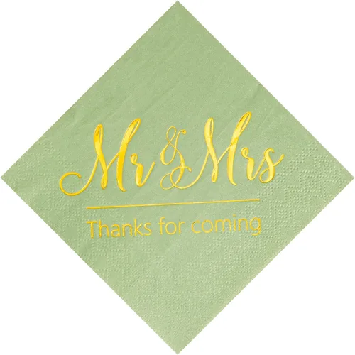 Miniatura 11 de Crisky Servilletas de boda Mr Mrs Bule - Servilletas doradas de postre para boda, ducha, compromiso, fiestas, 100 unidades, 3 capas