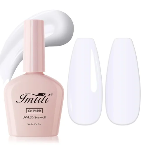 Miniatura 11 de Esmalte de uñas de gel blanco lechoso, esmalte de uñas de gel nude transparente blanco para uñas, esmalte de gel blanco translúcido UV/LED que se