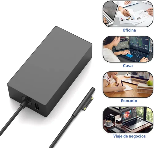 Miniatura 5 de Cargador Surface Pro de 65 W compatible con Microsoft Surface Laptop 2 3, Surface Pro X 11 10 9 8 7 6 5 4 3, Surface Go 2 Go 3, Surface Book 1 2