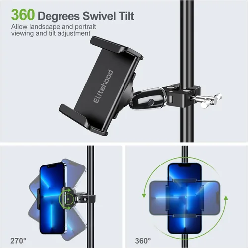 Miniatura 4 de elitehood Soporte y soporte giratorio para teléfono con inclinación de 360 grados, ajustable para micrófono Music Boom y todos los iPhone, teléfono