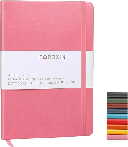 Miniatura 16 de Cuaderno de diario en blanco, negro, 160 páginas, tamaño mediano de 8.3 x 5.7 pulgadas, papel grueso de 3.53 oz/m², tapa dura