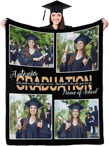 Miniatura 17 de D-Story Manta de franela personalizada para mujer, regalos de graduados, regalo de graduación de secundaria, regalos de graduación personalizados