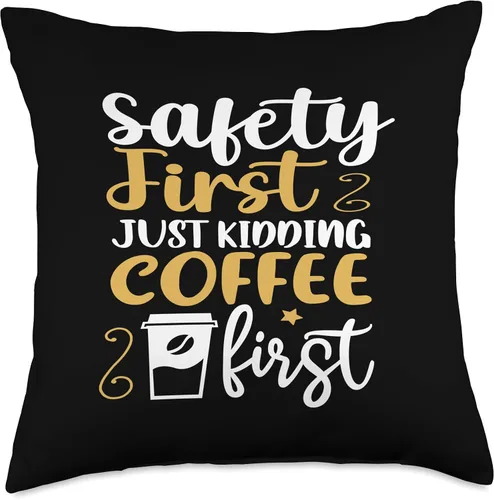 Miniatura 4 de Safety First Just Kidding Coffee First Throw Pillow