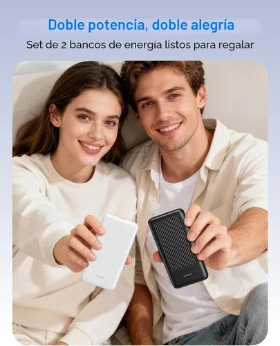 Miniatura 8 de Paquete de 2 cargadores portátiles, 10,000 mAh, 22,5 W, USB C, carga rápida, con 2 salidas y 2 entradas, pantalla digital, compatible con tabletas