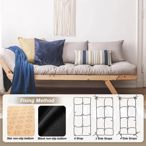 Miniatura 6 de Cojines de banco personalizados, cojines de asiento copetudos antideslizantes, 6 telas/4 pulgadas de grosor para interiores y exteriores, patio