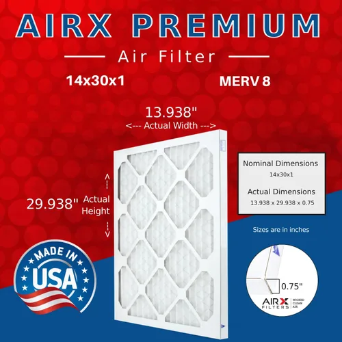 Miniatura 2 de AIRX FILTERS WICKED CLEAN AIR. Filtro de aire 14x30x1 MERV 8 electrostático plisado filtro de aire acondicionado 6 paquetes de filtros HVAC AC horno