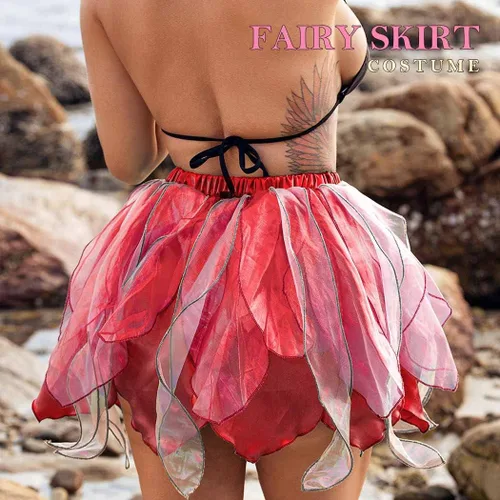 Miniatura 5 de Kakaco Falda de hadas para mujer, falda tutú brillante, falda de tutú en capas para danza de hadas, falda para mujeres y niñas